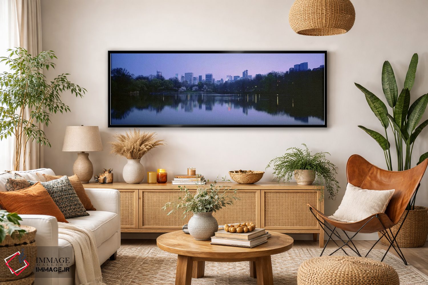 تابلو دکوراتیو New York City, Central Park Lake, Skyscrapers in a city… اثر پانورامیک ایمجز - D4B