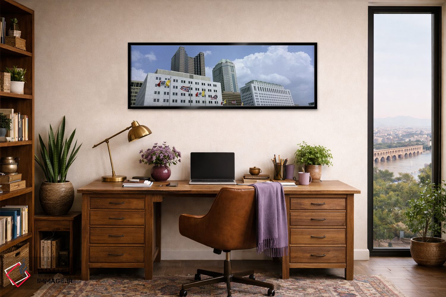 تابلو دکوراتیو Ohio, Columbus, Cloud over tall building structures #2… اثر پانورامیک ایمجز - D2B