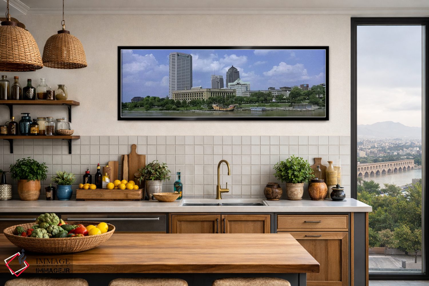 تابلو دکوراتیو Ohio, Columbus, Cloud over tall building structures,اوه… اثر پانورامیک ایمجز - D3B