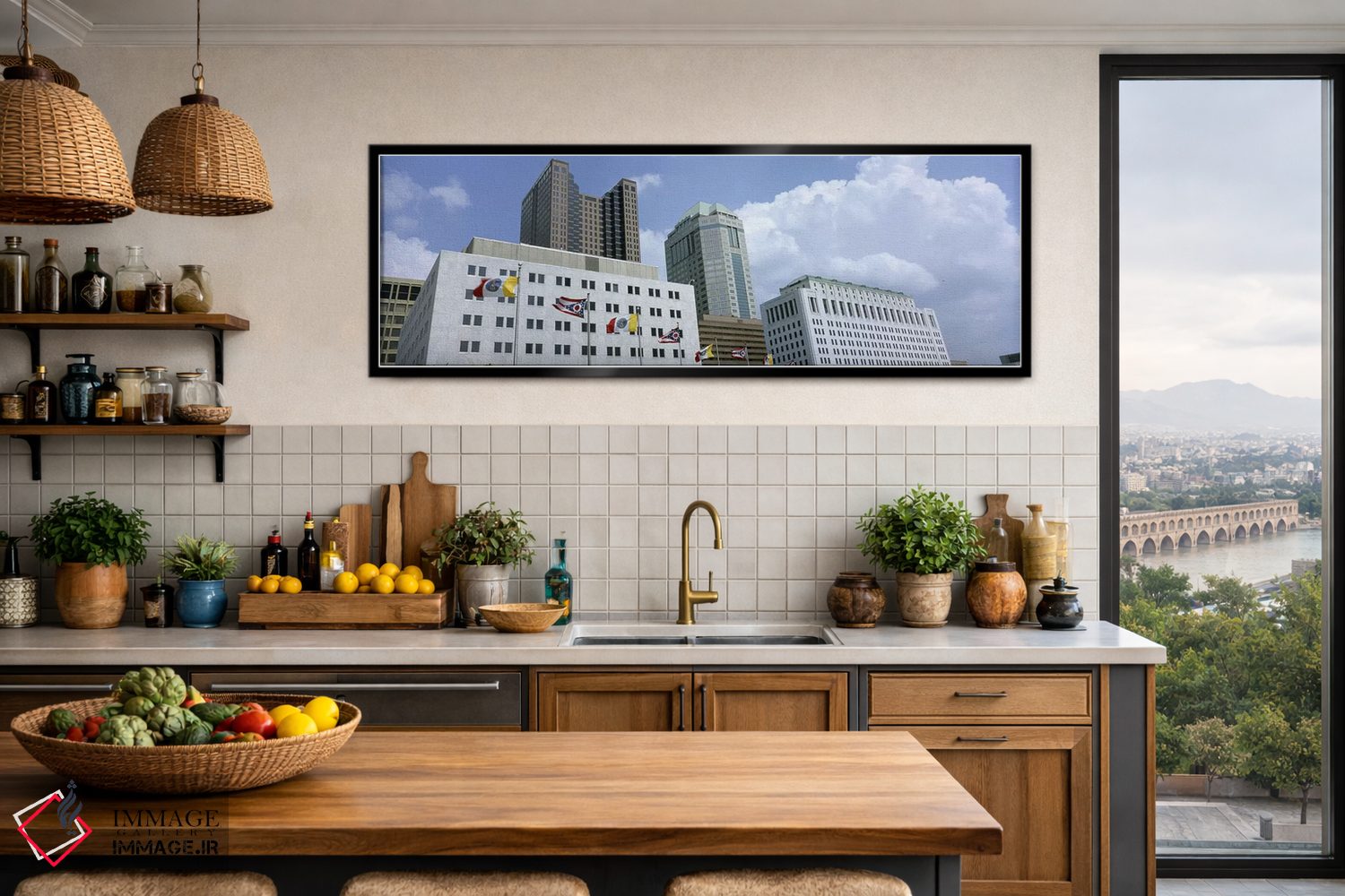 تابلو دکوراتیو Ohio, Columbus, Cloud over tall building structures #2… اثر پانورامیک ایمجز - D3B