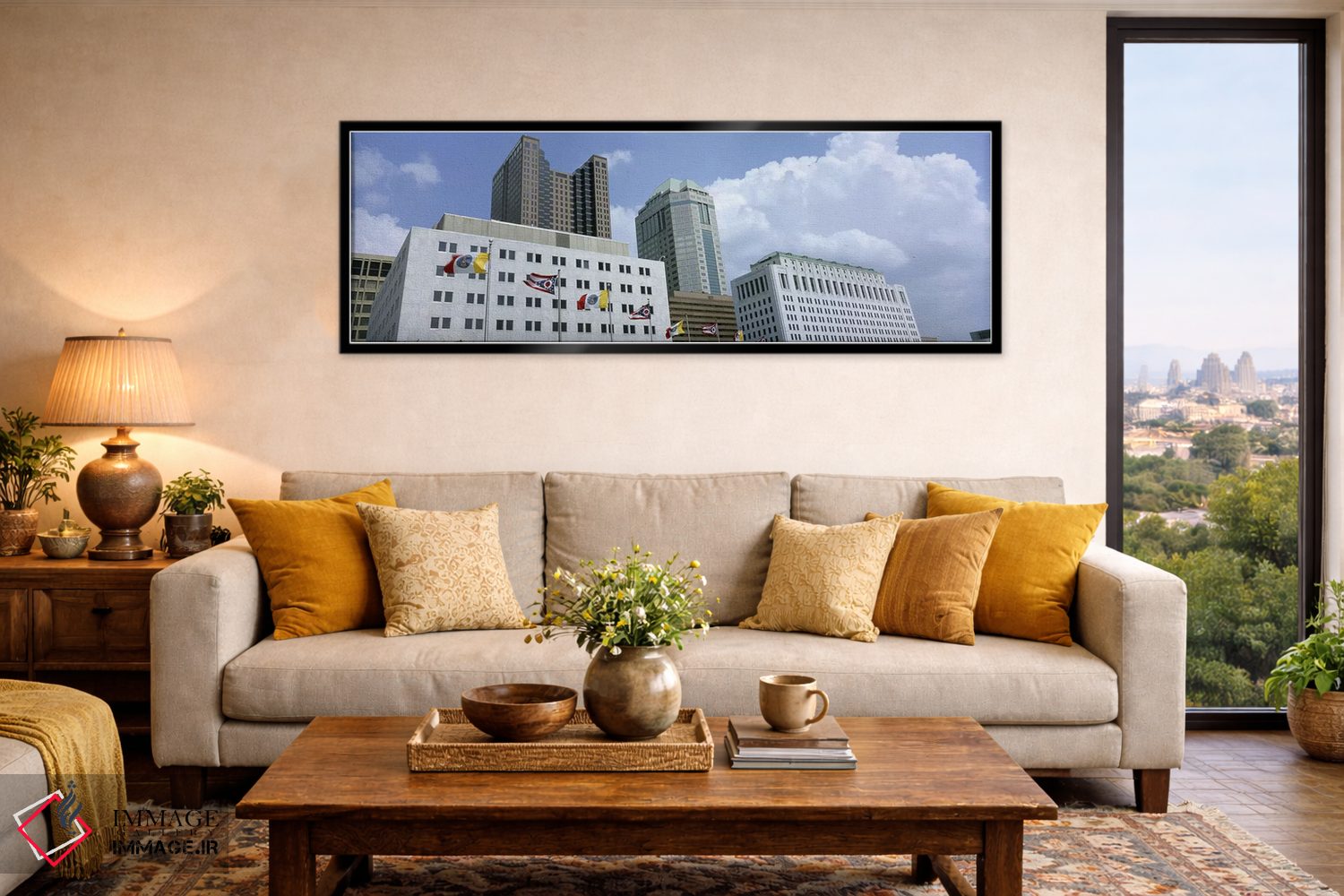 تابلو دکوراتیو Ohio, Columbus, Cloud over tall building structures #2… اثر پانورامیک ایمجز - D6B