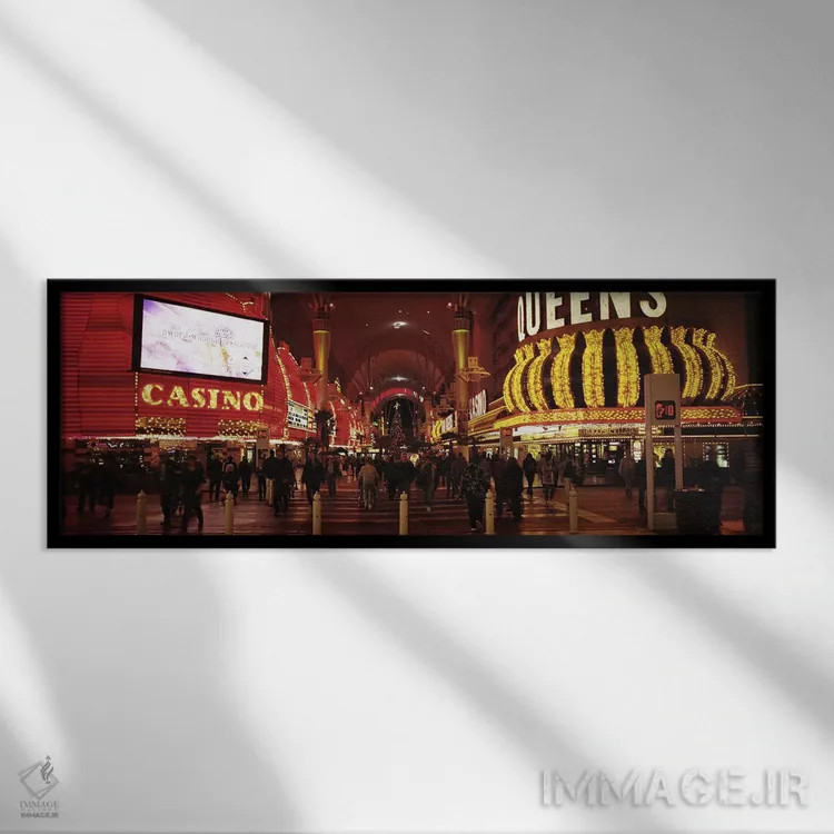 تابلو دکوراتیو Nevada, Las Vegas, The Fremont Street, Large group of p… اثر پانورامیک ایمجز - نمای قابدار مشکی