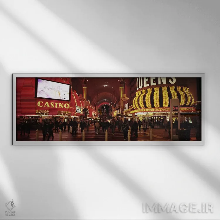 تابلو دکوراتیو Nevada, Las Vegas, The Fremont Street, Large group of p… اثر پانورامیک ایمجز - نمای قابدار سفید