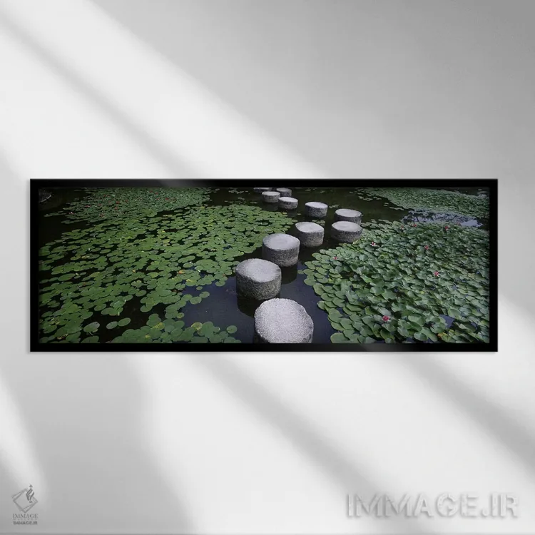 تابلو دکوراتیو Heian Shrine, Sakyo-ku, Kyoto, Japan,نیلوفرهای آبی و سن… اثر پانورامیک ایمجز - نمای قابدار مشکی