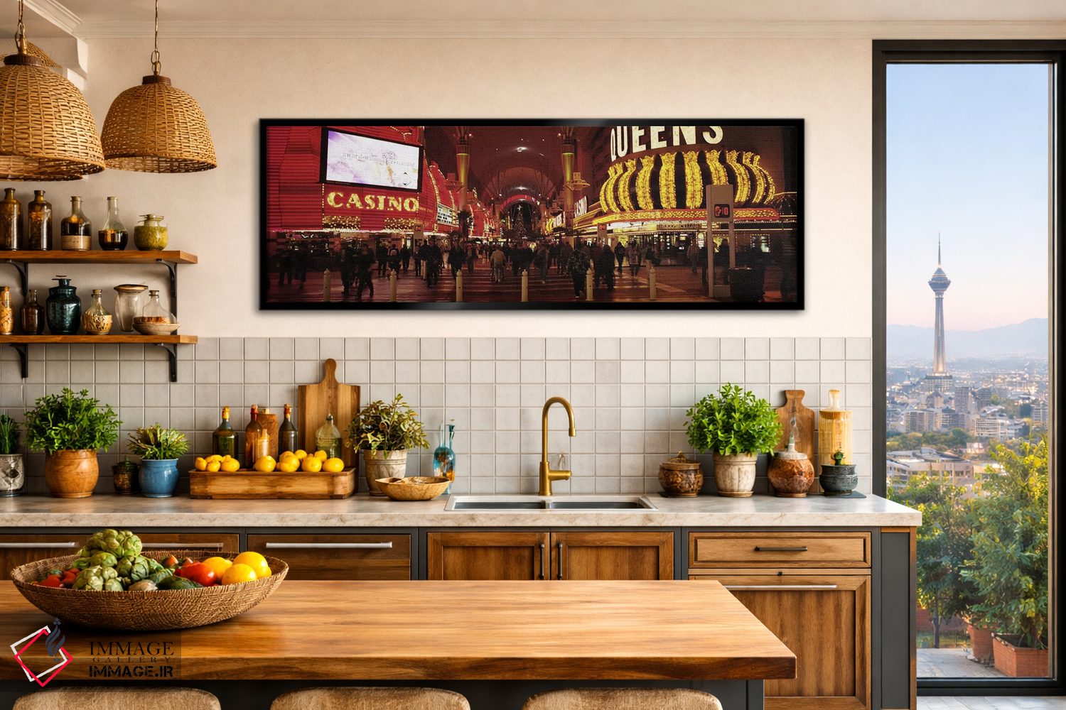 تابلو دکوراتیو Nevada, Las Vegas, The Fremont Street, Large group of p… اثر پانورامیک ایمجز - D2B