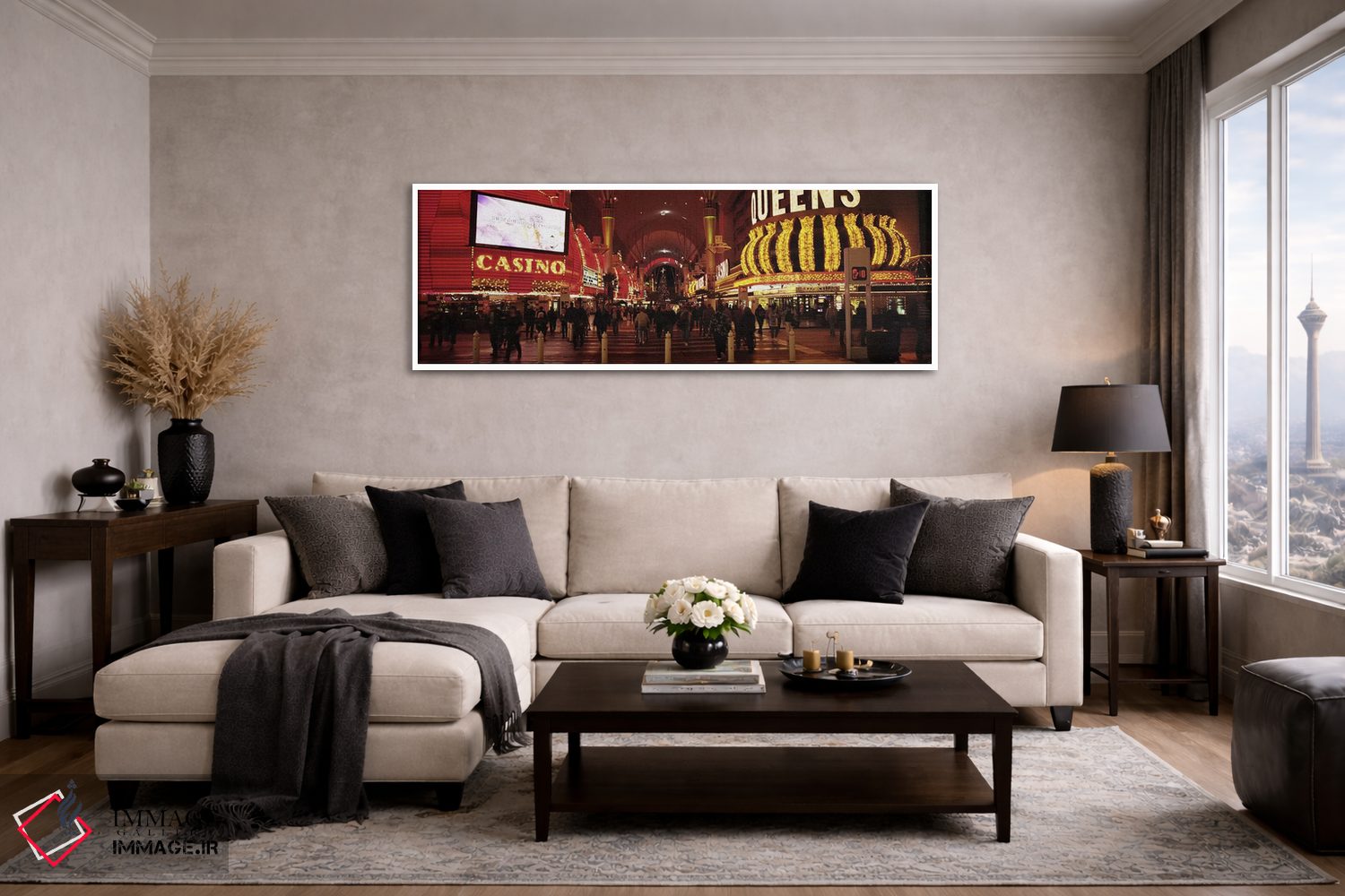 تابلو دکوراتیو Nevada, Las Vegas, The Fremont Street, Large group of p… اثر پانورامیک ایمجز - D5W