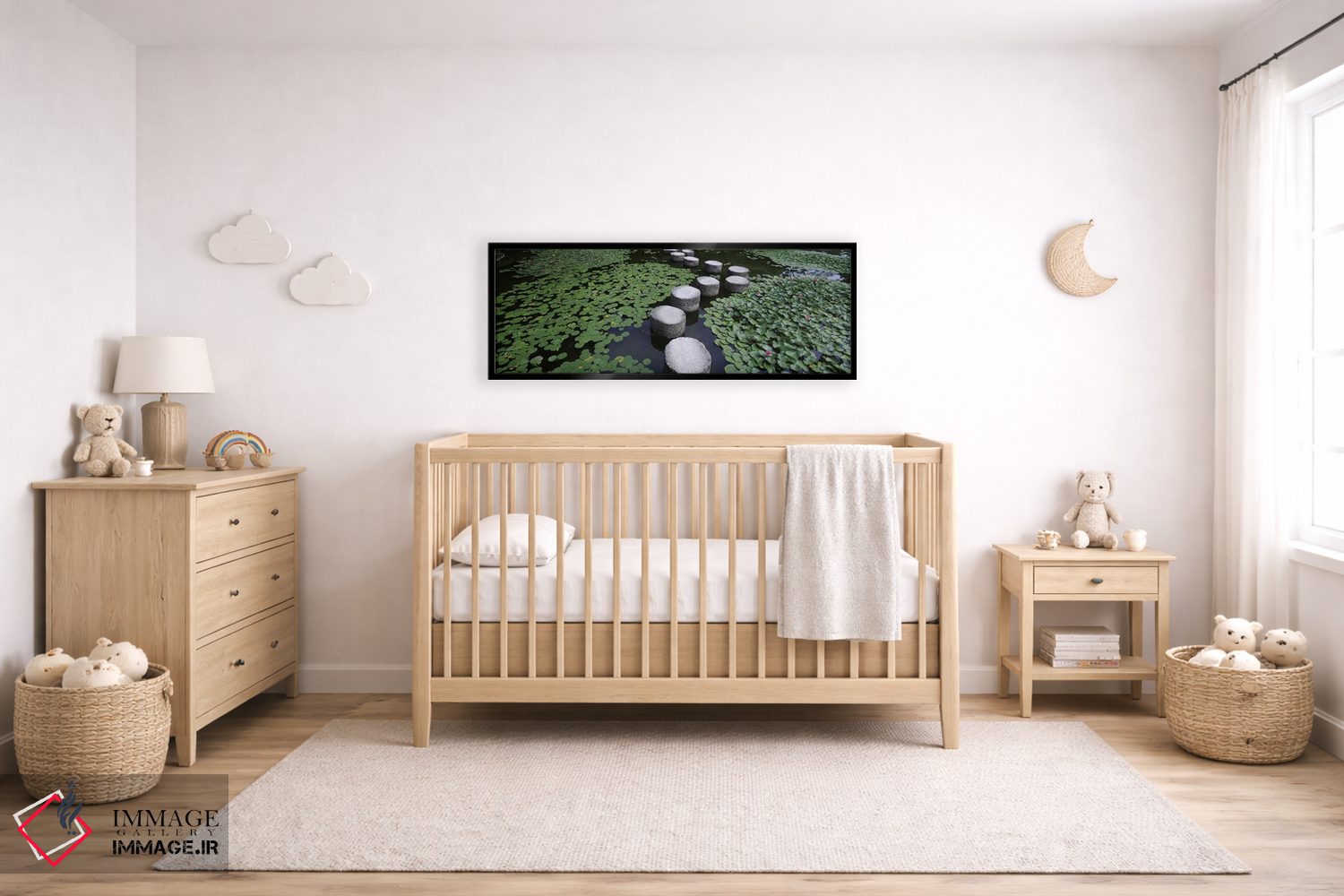 تابلو دکوراتیو Heian Shrine, Sakyo-ku, Kyoto, Japan,نیلوفرهای آبی و سن… اثر پانورامیک ایمجز - D5B