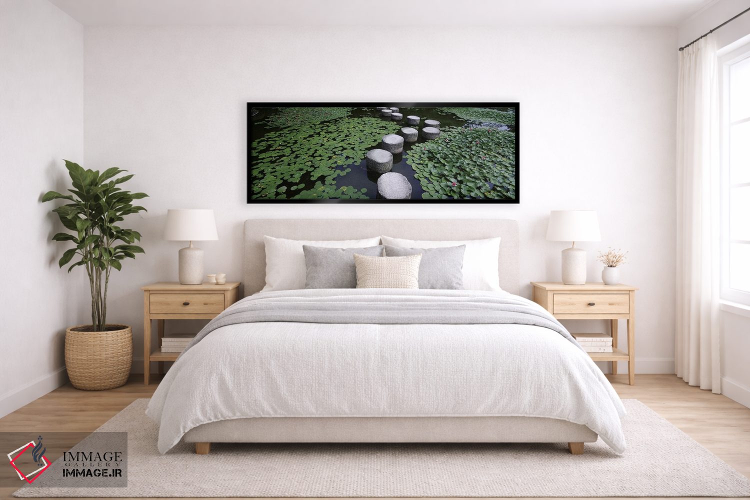 تابلو دکوراتیو Heian Shrine, Sakyo-ku, Kyoto, Japan,نیلوفرهای آبی و سن… اثر پانورامیک ایمجز - D6B