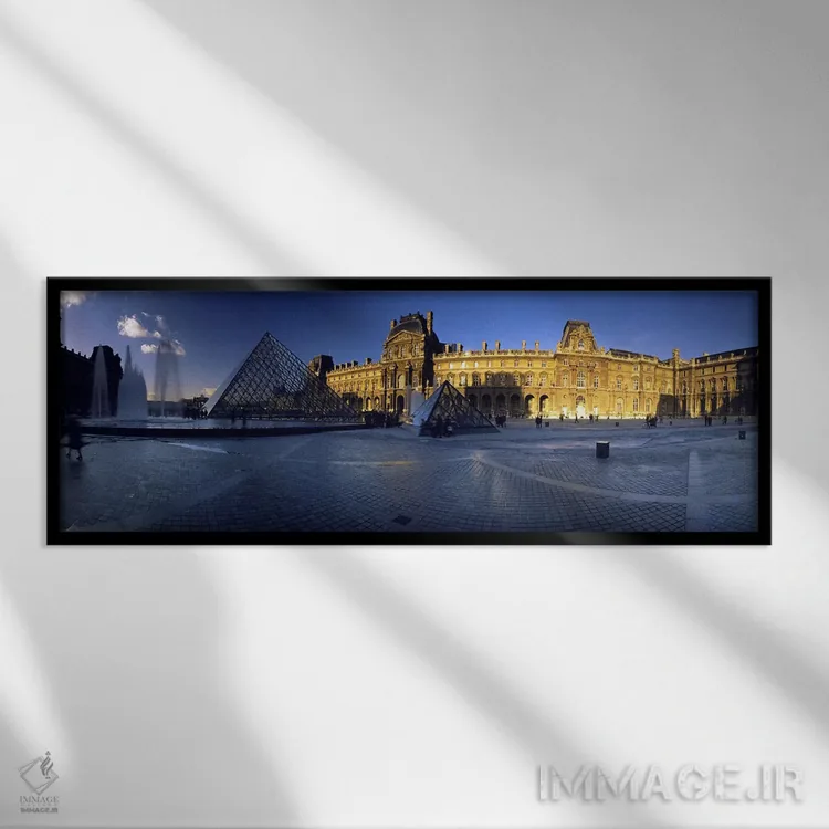 تابلو دکوراتیو Musee du Louvre, Paris, France,تابش خورشید بر بال شرقی… اثر پانورامیک ایمجز - نمای قابدار مشکی
