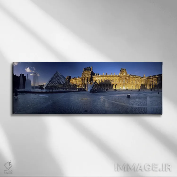تابلو دکوراتیو Musee du Louvre, Paris, France,تابش خورشید بر بال شرقی… اثر پانورامیک ایمجز - نمای روبهرو روی دیوار