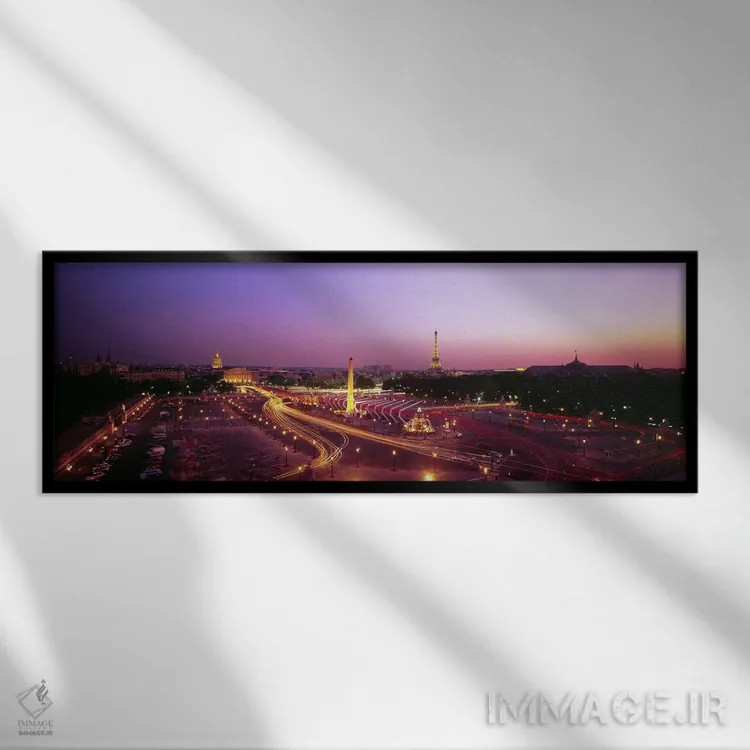 تابلو دکوراتیو نمای بالا از پاریس در غروب اثر پانورامیک ایمجز - نمای قابدار مشکی