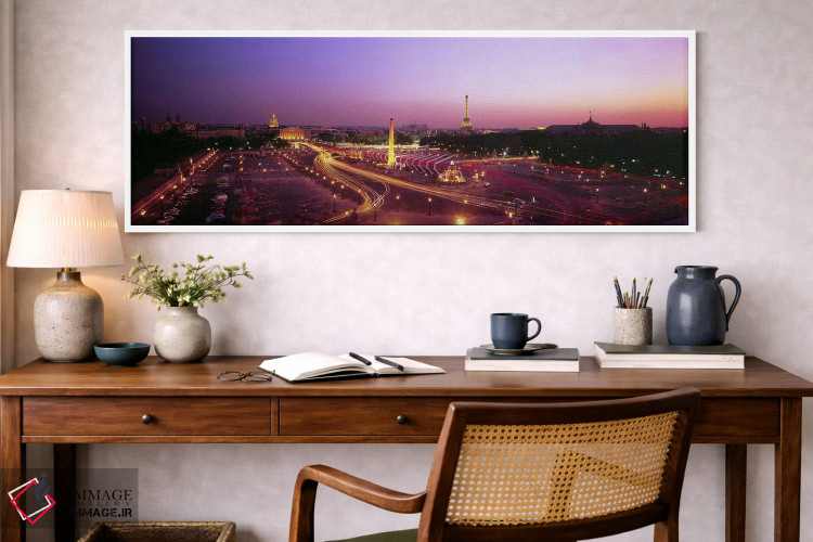 تابلو دکوراتیو نمای بالا از پاریس در غروب اثر پانورامیک ایمجز - D1W