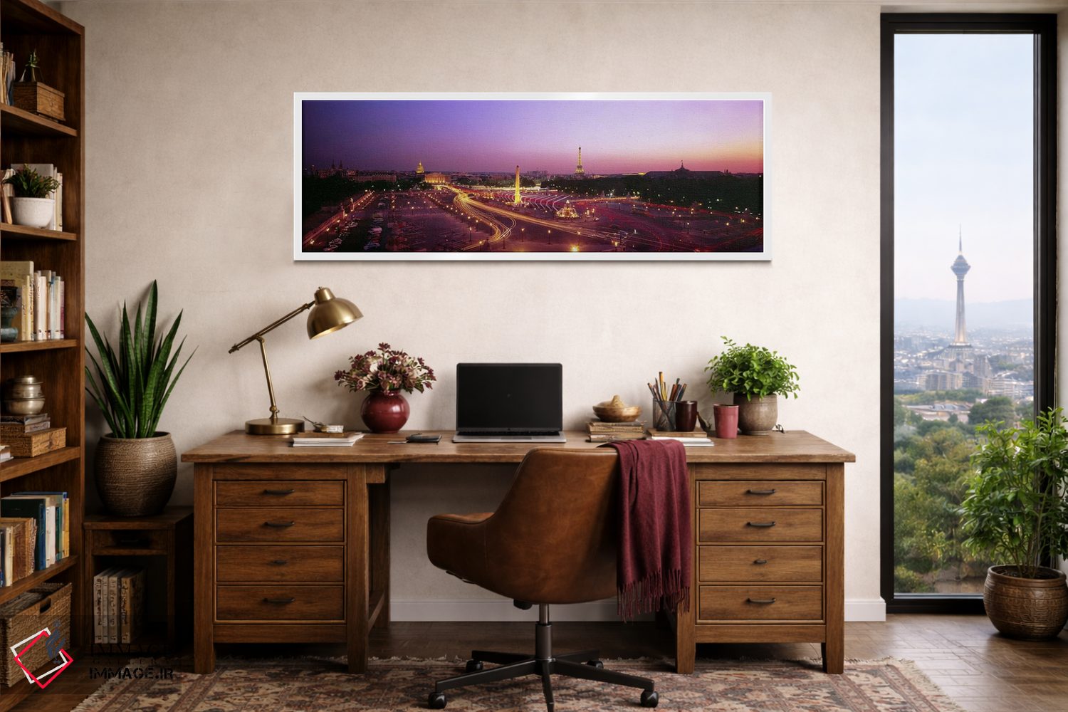 تابلو دکوراتیو نمای بالا از پاریس در غروب اثر پانورامیک ایمجز - D2W