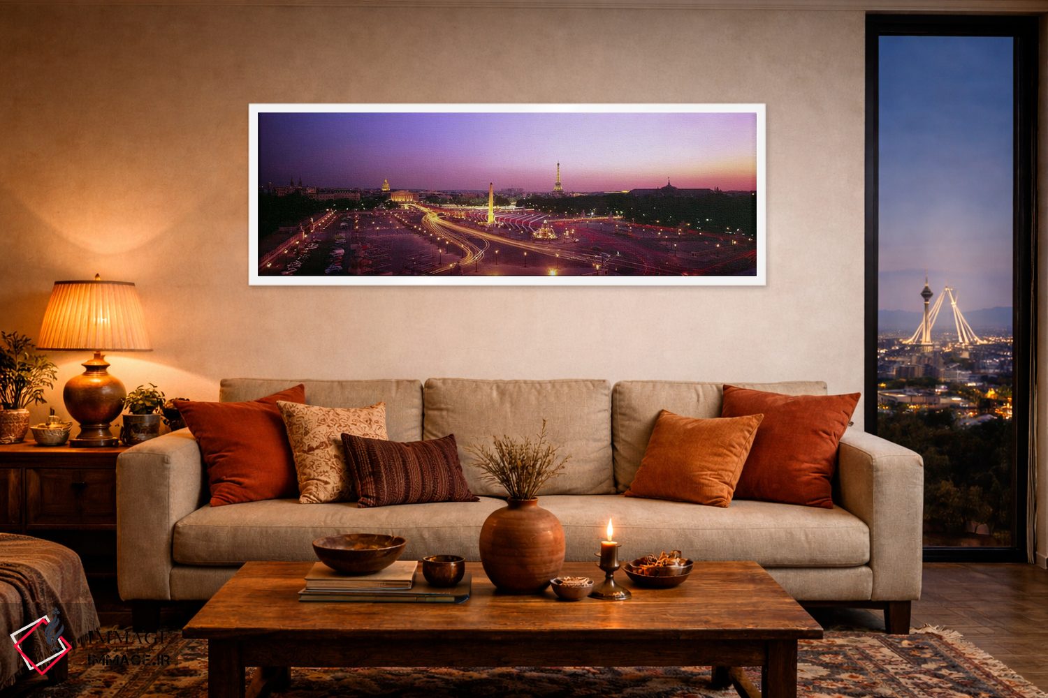 تابلو دکوراتیو نمای بالا از پاریس در غروب اثر پانورامیک ایمجز - D4W