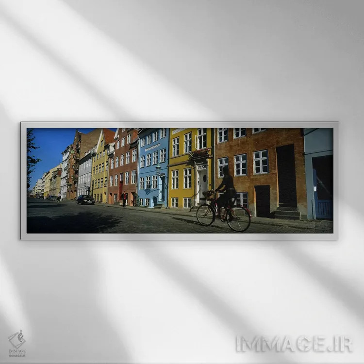 تابلو دکوراتیو Copenhagen, Denmark,زنی در حال دوچرخه سواری، کپنهاگ، دا… اثر پانورامیک ایمجز - نمای قابدار سفید