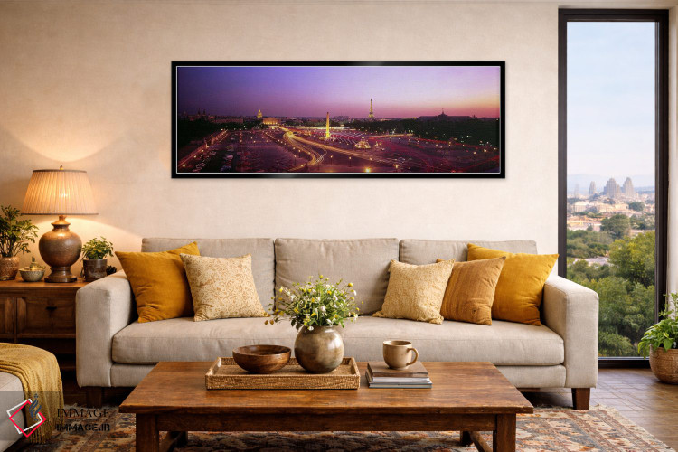 تابلو دکوراتیو نمای بالا از پاریس در غروب اثر پانورامیک ایمجز - D6B