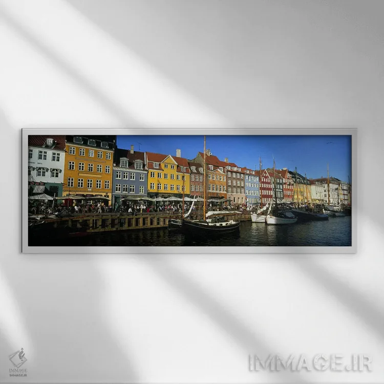 تابلو دکوراتیو Nyhavn, Copenhagen, Denmark,ملک در کنار آب، نیهاون، کپن… اثر پانورامیک ایمجز - نمای قابدار سفید