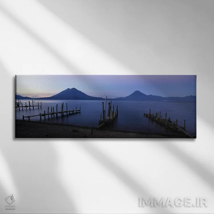 تابلو دکوراتیو Lake Atitlan, Solola, Guatemala,اسکله های ابتدایی در کن… اثر پانورامیک ایمجز - نمای روبهرو روی دیوار