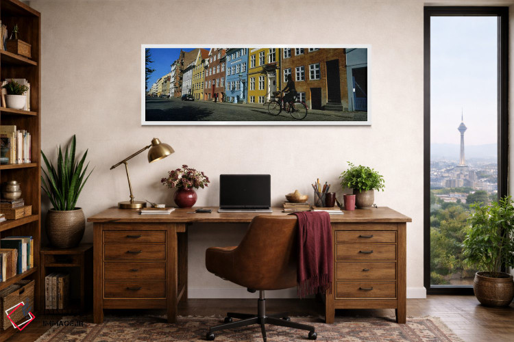 تابلو دکوراتیو Copenhagen, Denmark,زنی در حال دوچرخه سواری، کپنهاگ، دا… اثر پانورامیک ایمجز - D1W