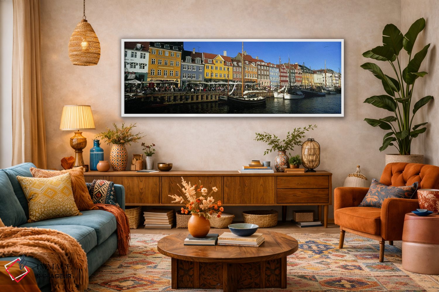 تابلو دکوراتیو Nyhavn, Copenhagen, Denmark,ملک در کنار آب، نیهاون، کپن… اثر پانورامیک ایمجز - D1W