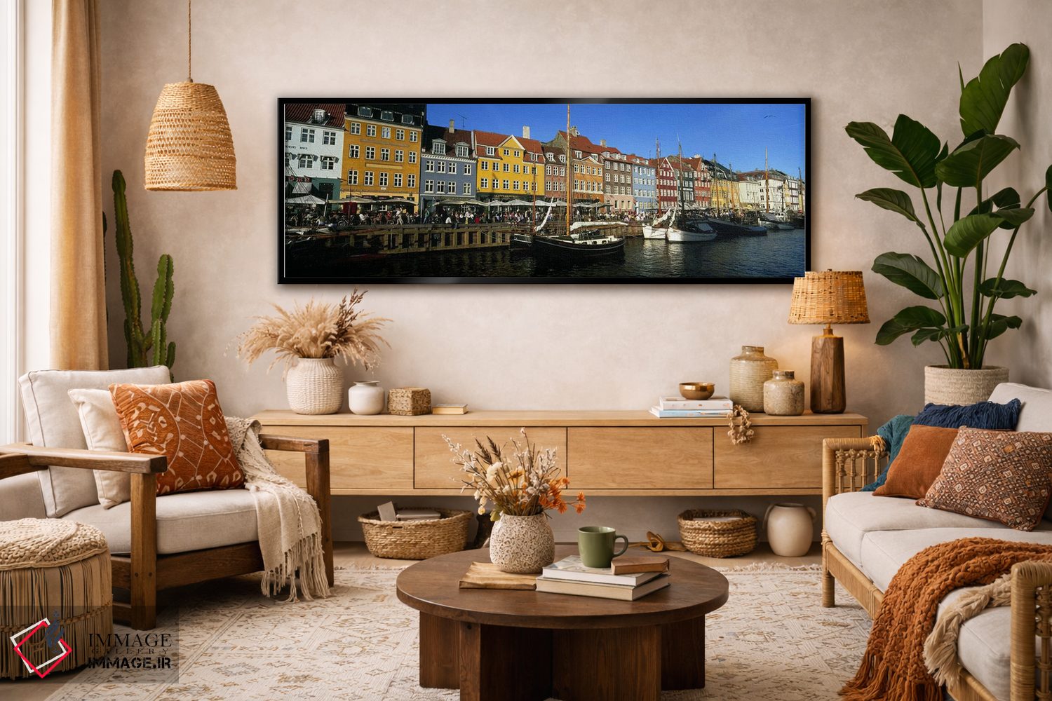 تابلو دکوراتیو Nyhavn, Copenhagen, Denmark,ملک در کنار آب، نیهاون، کپن… اثر پانورامیک ایمجز - D3B