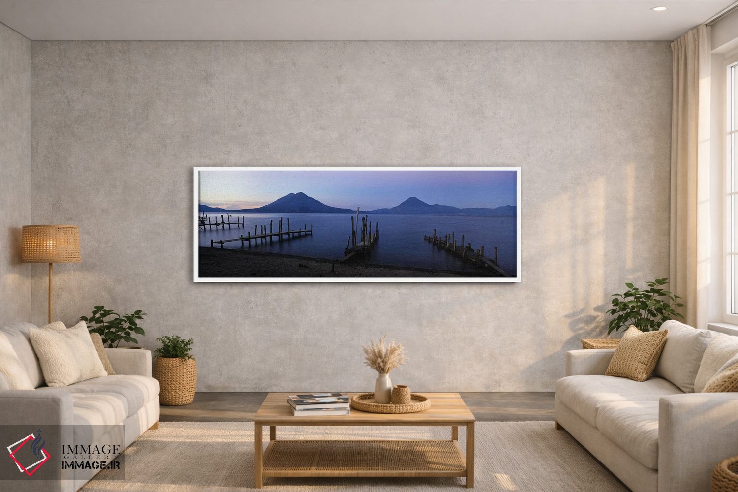 تابلو دکوراتیو Lake Atitlan, Solola, Guatemala,اسکله های ابتدایی در کن… اثر پانورامیک ایمجز - D2W