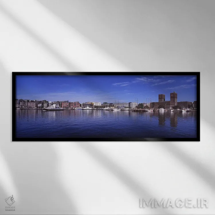 تابلو دکوراتیو Oslo Harbor, Oslo, Ostlandet, Norway,معماری کنار آب، بن… اثر پانورامیک ایمجز - نمای قابدار مشکی