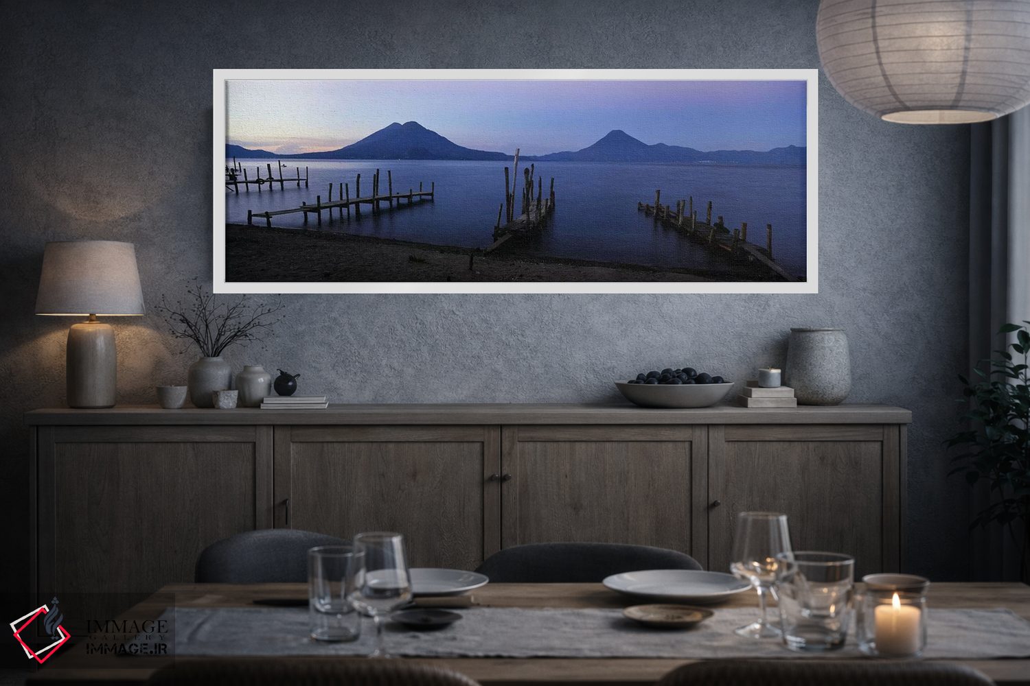 تابلو دکوراتیو Lake Atitlan, Solola, Guatemala,اسکله های ابتدایی در کن… اثر پانورامیک ایمجز - D3W