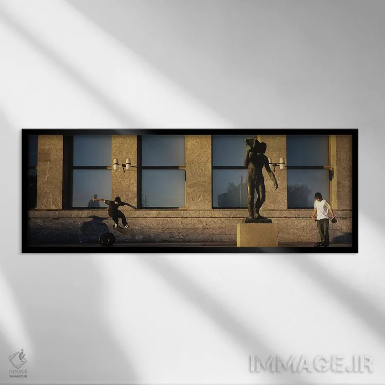 تابلو دکوراتیو Oslo, Ostlandet, Norway,اسکیت بازان مقابل شهرداری ، اسل… اثر پانورامیک ایمجز - نمای قابدار مشکی
