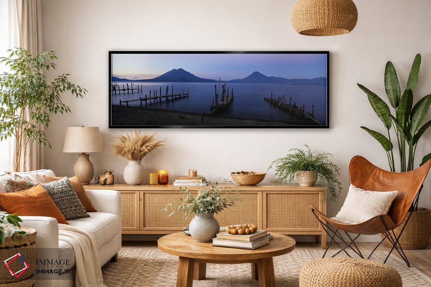 تابلو دکوراتیو Lake Atitlan, Solola, Guatemala,اسکله های ابتدایی در کن… اثر پانورامیک ایمجز - D4B