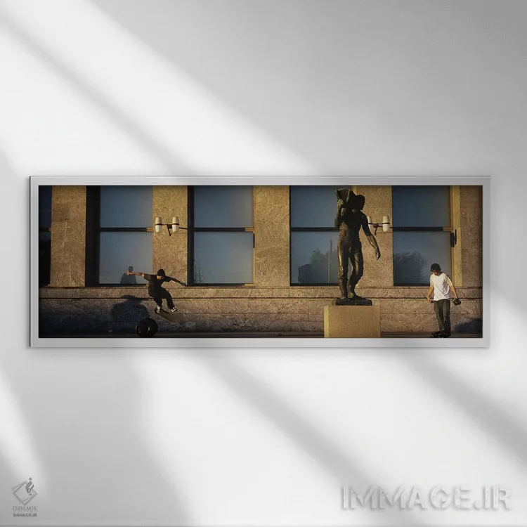 تابلو دکوراتیو Oslo, Ostlandet, Norway,اسکیت بازان مقابل شهرداری ، اسل… اثر پانورامیک ایمجز - نمای قابدار سفید