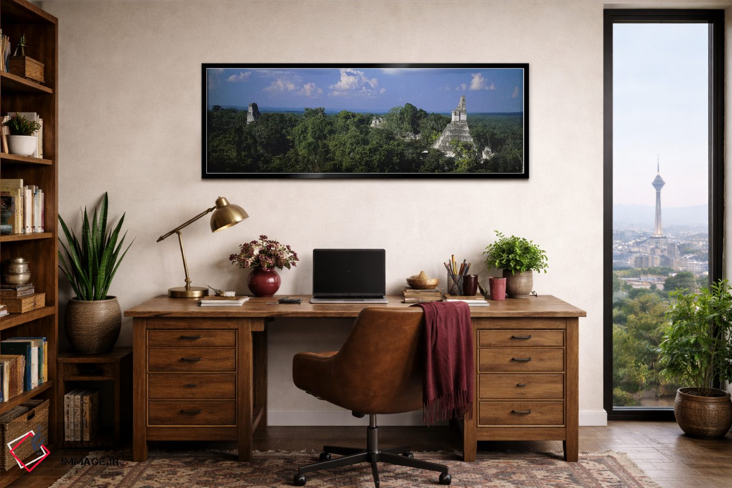 تابلو دکوراتیو Tikal, El Peten, Guatemala,نمای بالا از معبد شماره یک… اثر پانورامیک ایمجز - D3B