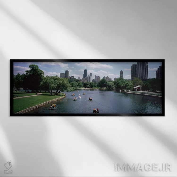 تابلو دکوراتیو Lincoln Park, Chicago, Illinois, USA,نمای بالا از گروهی… اثر پانورامیک ایمجز - نمای قابدار مشکی