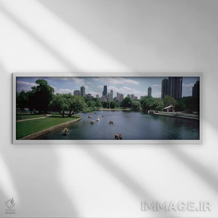تابلو دکوراتیو Lincoln Park, Chicago, Illinois, USA,نمای بالا از گروهی… اثر پانورامیک ایمجز - نمای قابدار سفید