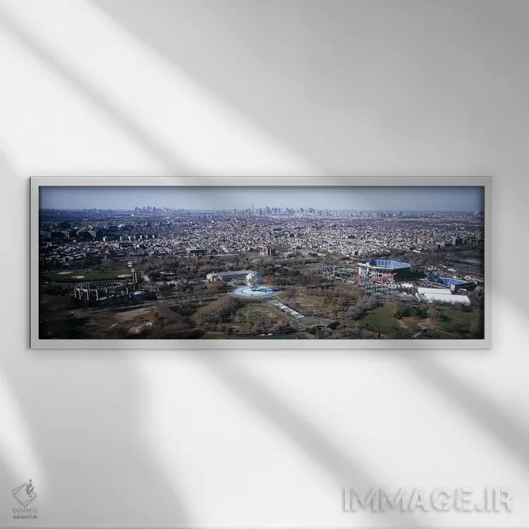 تابلو دکوراتیو From Queens Looking Towards Manhattan, NYC, New York Ci… اثر پانورامیک ایمجز - نمای قابدار سفید