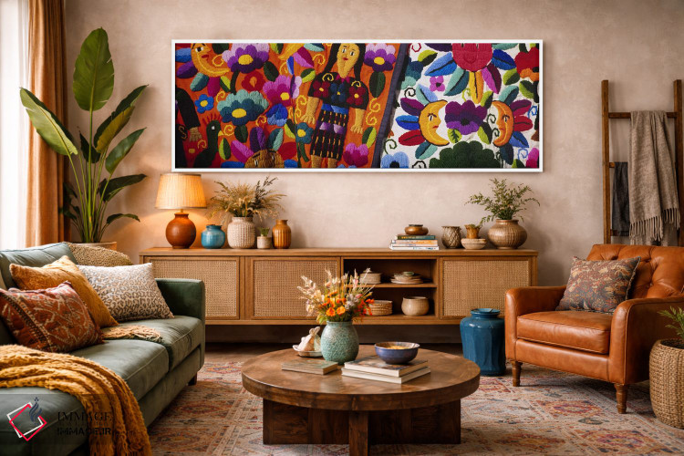 تابلو دکوراتیو Guatemala,نمای نزدیک از منسوجات سنتی، گواتمالا اثر پانورامیک ایمجز - D2W