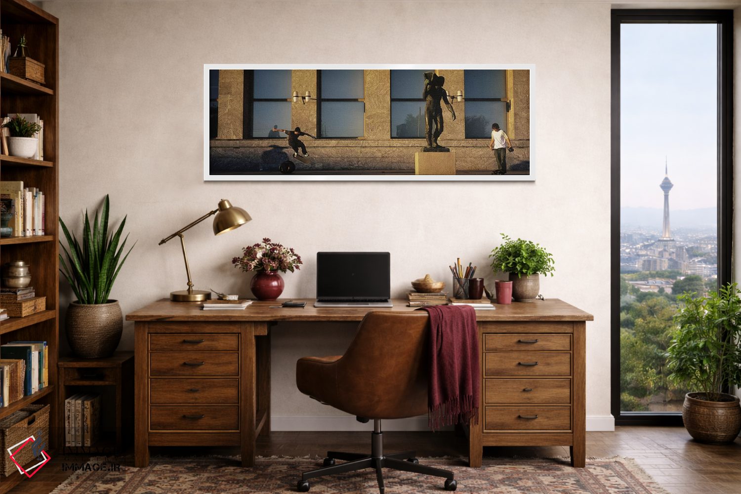 تابلو دکوراتیو Oslo, Ostlandet, Norway,اسکیت بازان مقابل شهرداری ، اسل… اثر پانورامیک ایمجز - D1W