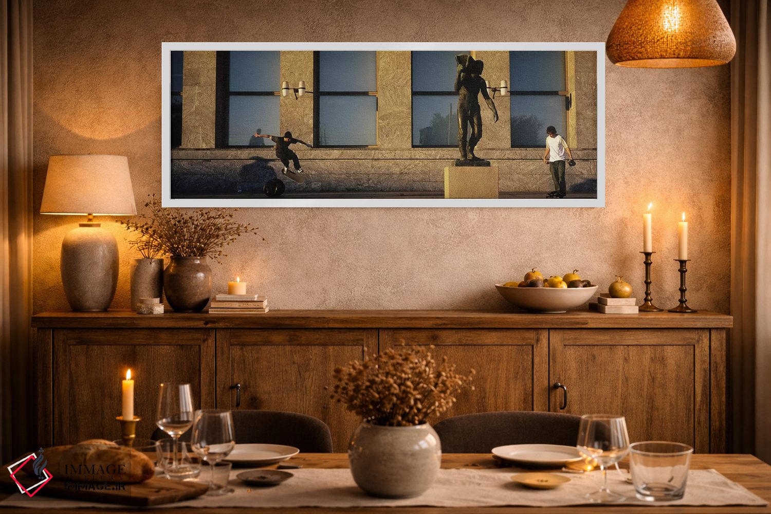 تابلو دکوراتیو Oslo, Ostlandet, Norway,اسکیت بازان مقابل شهرداری ، اسل… اثر پانورامیک ایمجز - D2W