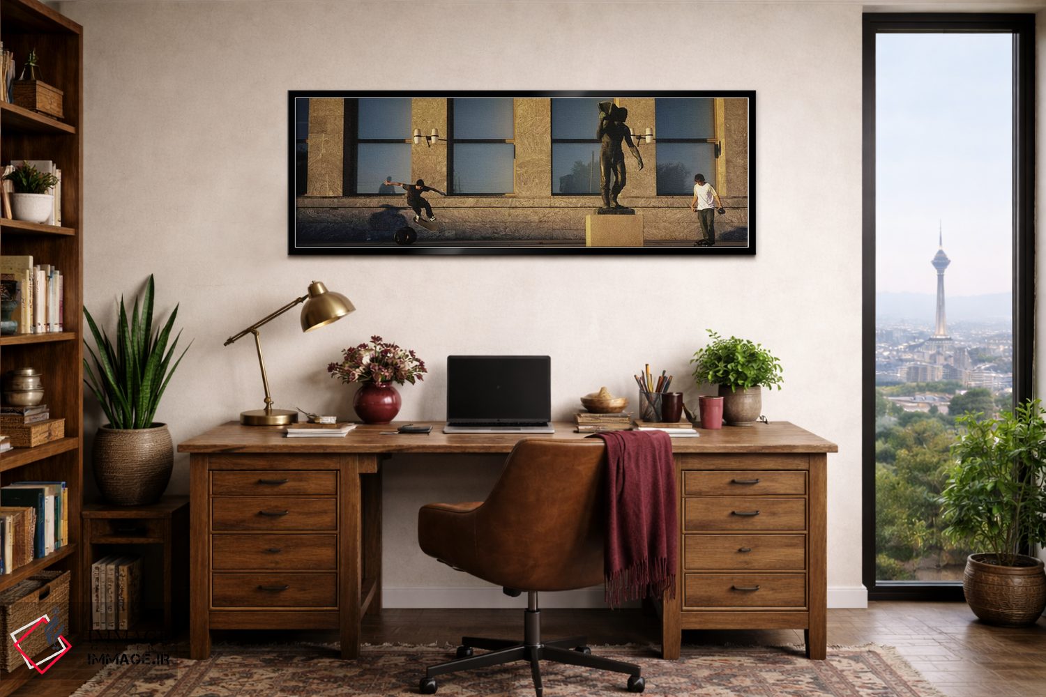 تابلو دکوراتیو Oslo, Ostlandet, Norway,اسکیت بازان مقابل شهرداری ، اسل… اثر پانورامیک ایمجز - D3B
