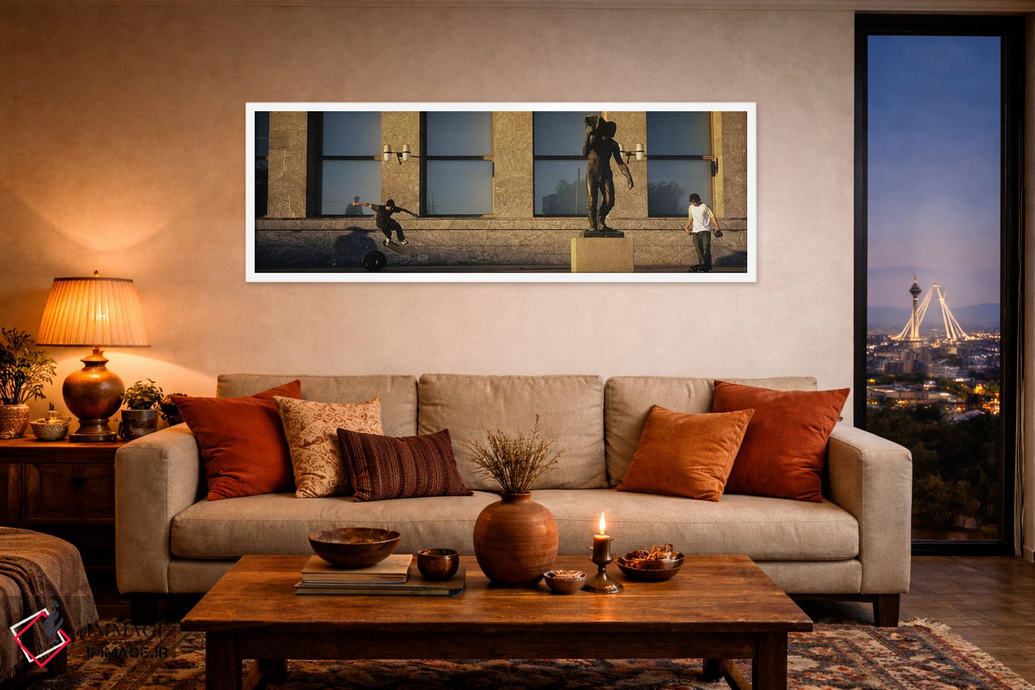 تابلو دکوراتیو Oslo, Ostlandet, Norway,اسکیت بازان مقابل شهرداری ، اسل… اثر پانورامیک ایمجز - D4W