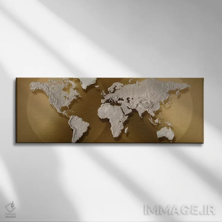 تابلو دکوراتیو نمای نزدیک از نقشه جهان اثر پانورامیک ایمجز - نمای روبهرو روی دیوار