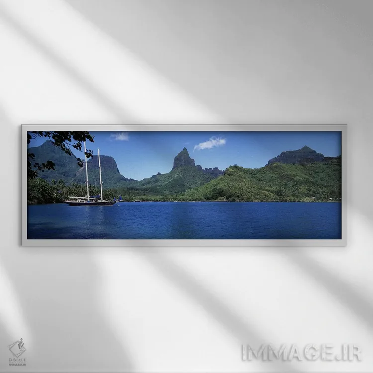 تابلو دکوراتیو Opunohu Bay, Mo'orea, Windward Islands, Society Islands… اثر پانورامیک ایمجز - نمای قابدار سفید