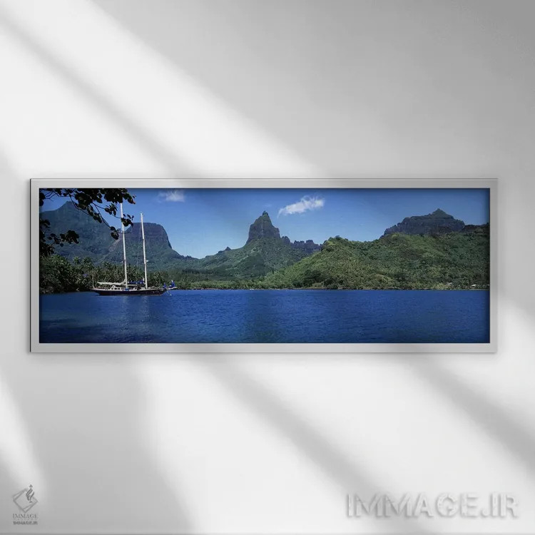 تابلو دکوراتیو Opunohu Bay, Mo'orea, Windward Islands, Society Islands… اثر پانورامیک ایمجز - نمای قابدار سفید