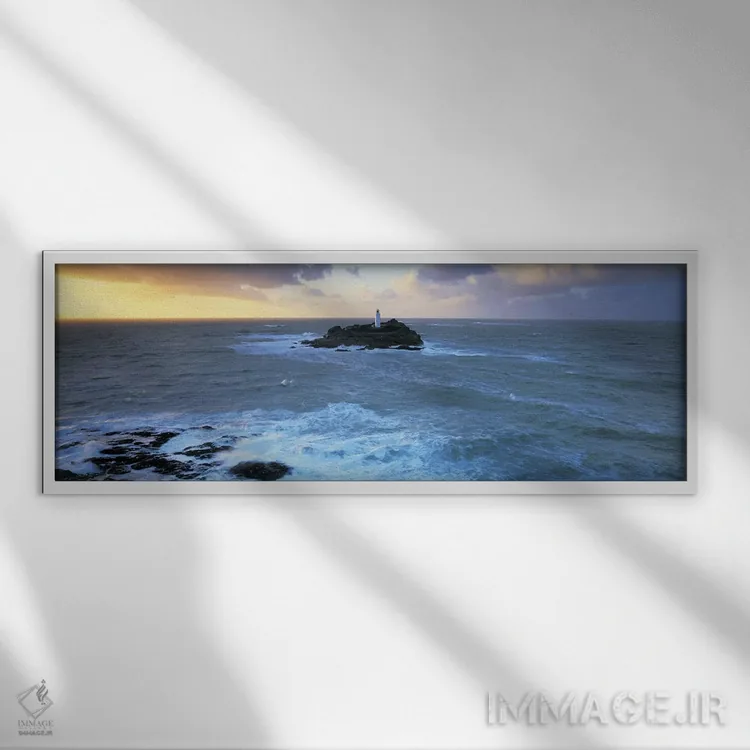 تابلو دکوراتیو Godrevy Island, St Ives Bay, Cornwall, England, United… اثر پانورامیک ایمجز - نمای قابدار سفید