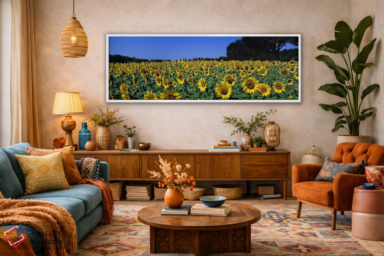 تابلو دکوراتیو Provence-Alpes-Cote d'Azur, France,مزرعه آفتابگردان، پر… اثر پانورامیک ایمجز - D2W