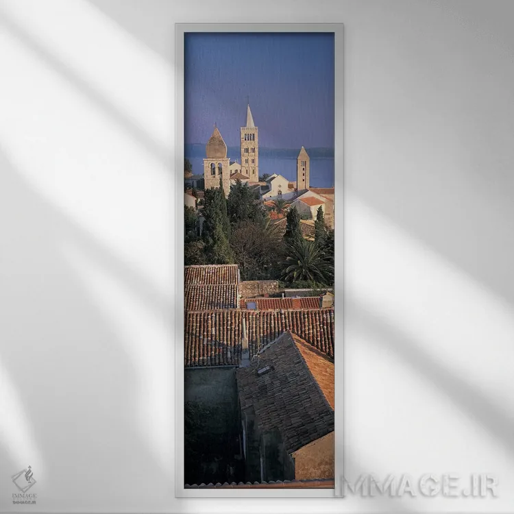 تابلو دکوراتیو Rab Island, Croatia,نمای بالا از یک شهر، جزیره راب، کرو… اثر پانورامیک ایمجز - نمای قابدار سفید