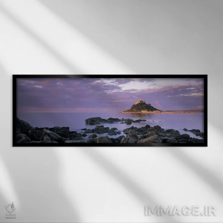 تابلو دکوراتیو Mount's Bay, Cornwall, England, United Kingdom,نمای دور… اثر پانورامیک ایمجز - نمای قابدار مشکی