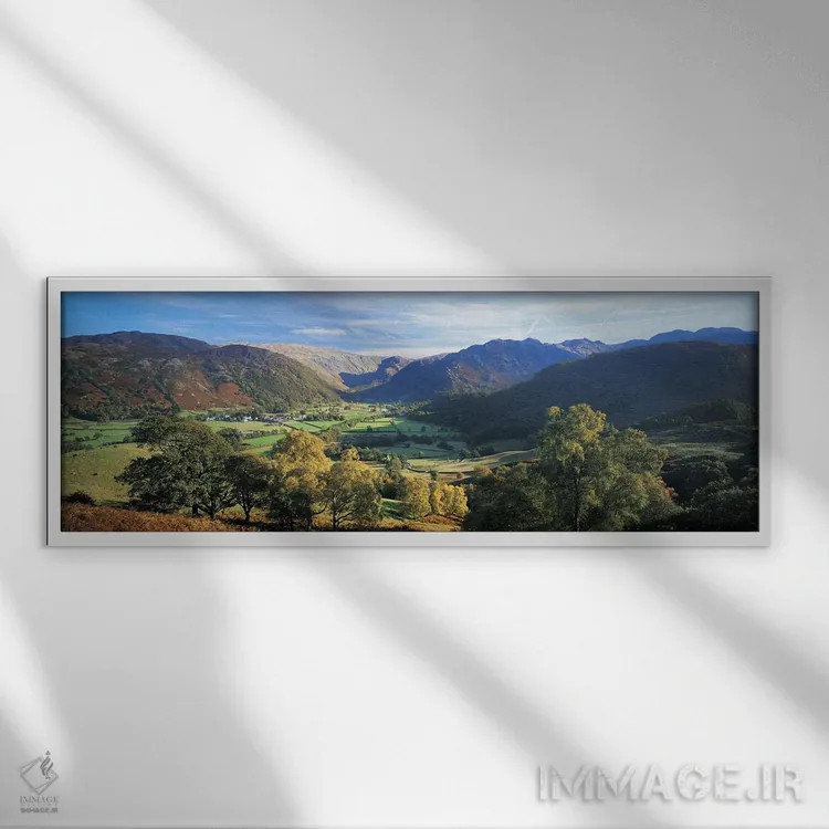 تابلو دکوراتیو Borrowdale, Lake District, Cumbria, England, United Kin… اثر پانورامیک ایمجز - نمای قابدار سفید