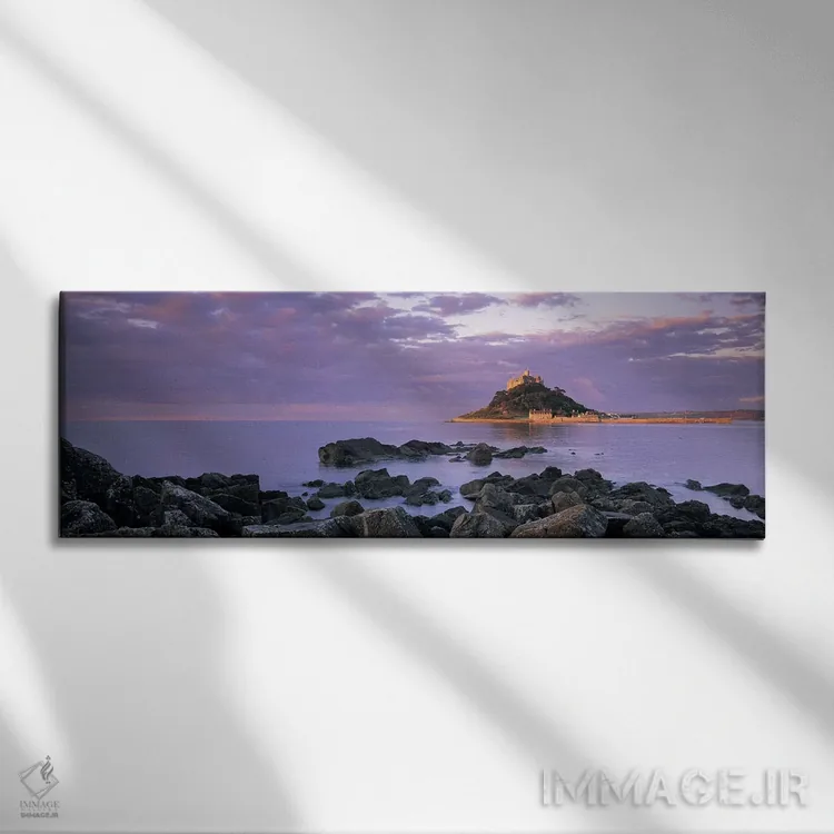 تابلو دکوراتیو Mount's Bay, Cornwall, England, United Kingdom,نمای دور… اثر پانورامیک ایمجز - نمای روبهرو روی دیوار