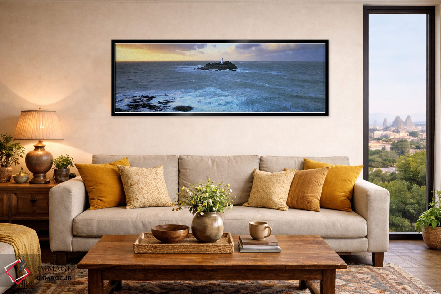 تابلو دکوراتیو Godrevy Island, St Ives Bay, Cornwall, England, United… اثر پانورامیک ایمجز - D6B